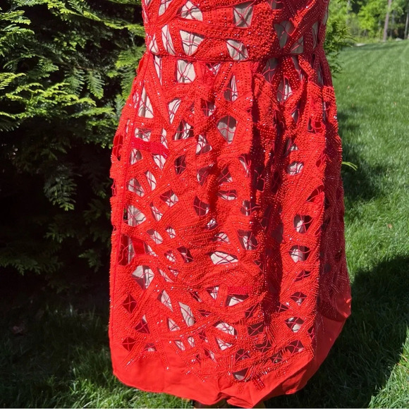 Lela Rose Silk embroidered beaded sleeveless midi dress Sz 6 - Picture 4 of 12